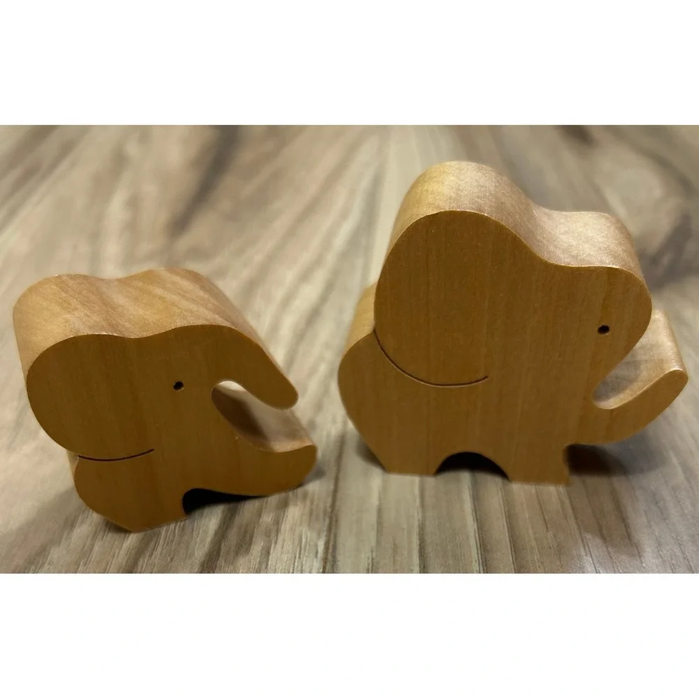 VTG Naef Wooden Elephant Pair Puzzle Toy Swiss Made Interlocking Figure RARE HTF